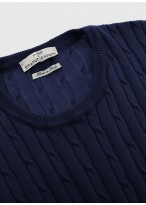 Pull torsadé col rond en coton Emmanuelle Khanh -Denim 
