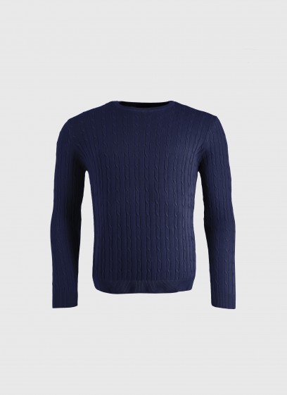 Pull torsadé col rond en coton Emmanuelle Khanh 