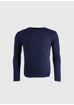 Pull torsadé col rond en coton Emmanuelle Khanh -Denim 