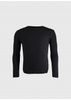 Pull torsadé col rond en coton Emmanuelle Khanh -Bleu marine