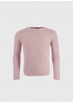 Pull torsadé col rond en coton Emmanuelle Khanh -Rose