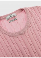 Pull torsadé col rond en coton Emmanuelle Khanh -Rose