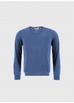 Pull col rond en coton Emmanuelle Khanh-Bleu ciel