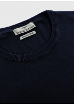 Pull col rond en coton Emmanuelle Khanh-Bleu marine