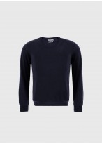 Pull col rond en coton Emmanuelle Khanh-Bleu marine