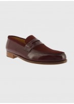 Mocassin bi-matière Emmanuelle Khanh-29210 - Whisky et bleu