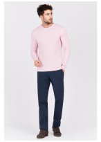 Pull torsadé col rond en coton Emmanuelle Khanh -Rose