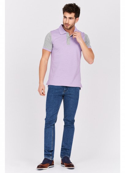 Polo bicolore Emmanuelle Khanh-rose pastel