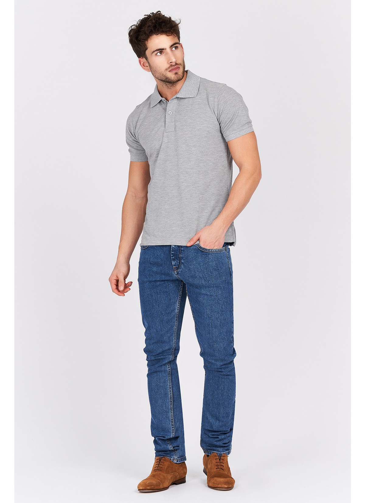 Polo en coton uni Emmanuelle Khanh -Anthracite