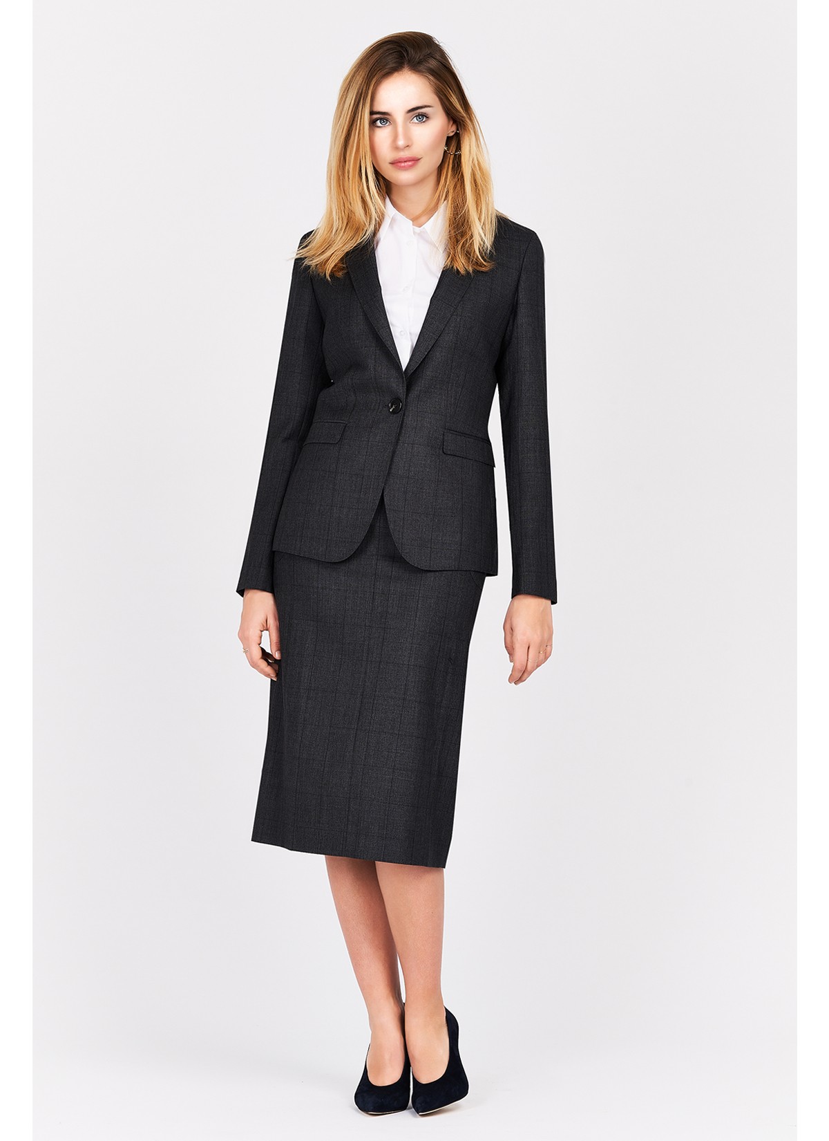 Veste tailleur slim fit Emmanuelle Khanh-Carreaux gris - 56-0143-3