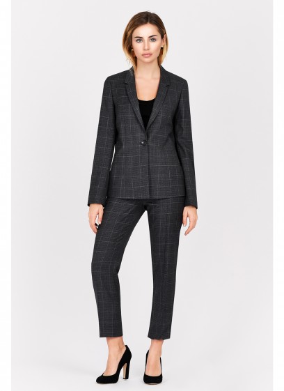 Veste tailleur slim fit Emmanuelle Khanh-Gris à carreaux - 132622M