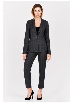 Veste tailleur slim fit Emmanuelle Khanh-Gris à carreaux - 132622M
