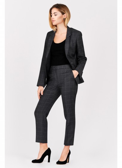 Veste tailleur slim fit Emmanuelle Khanh-Gris à carreaux - 132622M