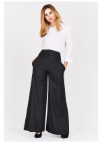 Pantalon large taille haute Emmanuelle khanh-Carreaux gris - 56-0143-3