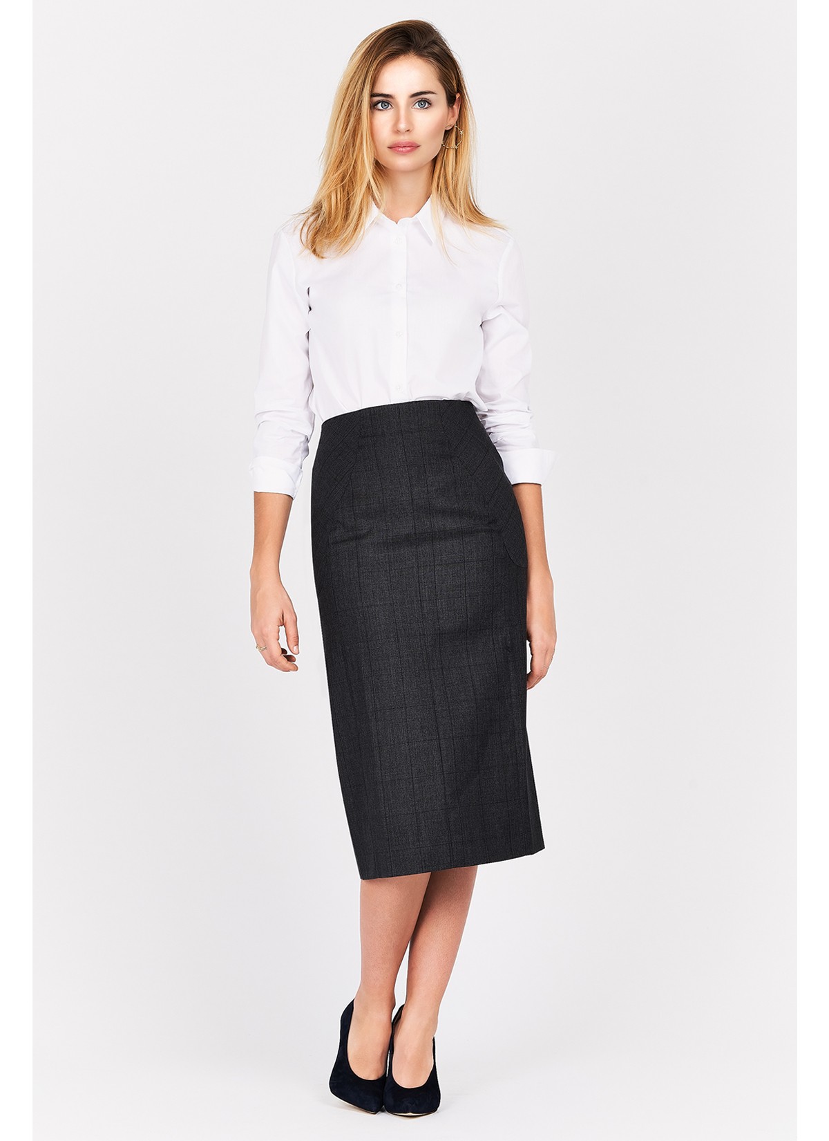 Pencil skirt Emmanuelle khanh-Carreaux gris - 56-0143-3