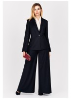 Pantalon large taille haute Emmanuelle khanh-Bleu nuit - 1054-9
