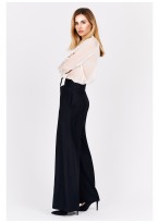Pantalon large taille haute Emmanuelle khanh-Bleu nuit - 1054-9