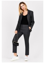 Pantalon slim fit Emmanuelle Khanh-Gris à carreaux - 132622M