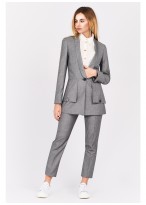 Pantalon slim fit Emmanuelle Khanh-Gris à rayures - 2160F-303