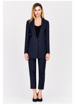 Veste tailleur semi-slim fit Emmanuelle Khanh-Bleu marine - 1013-E1