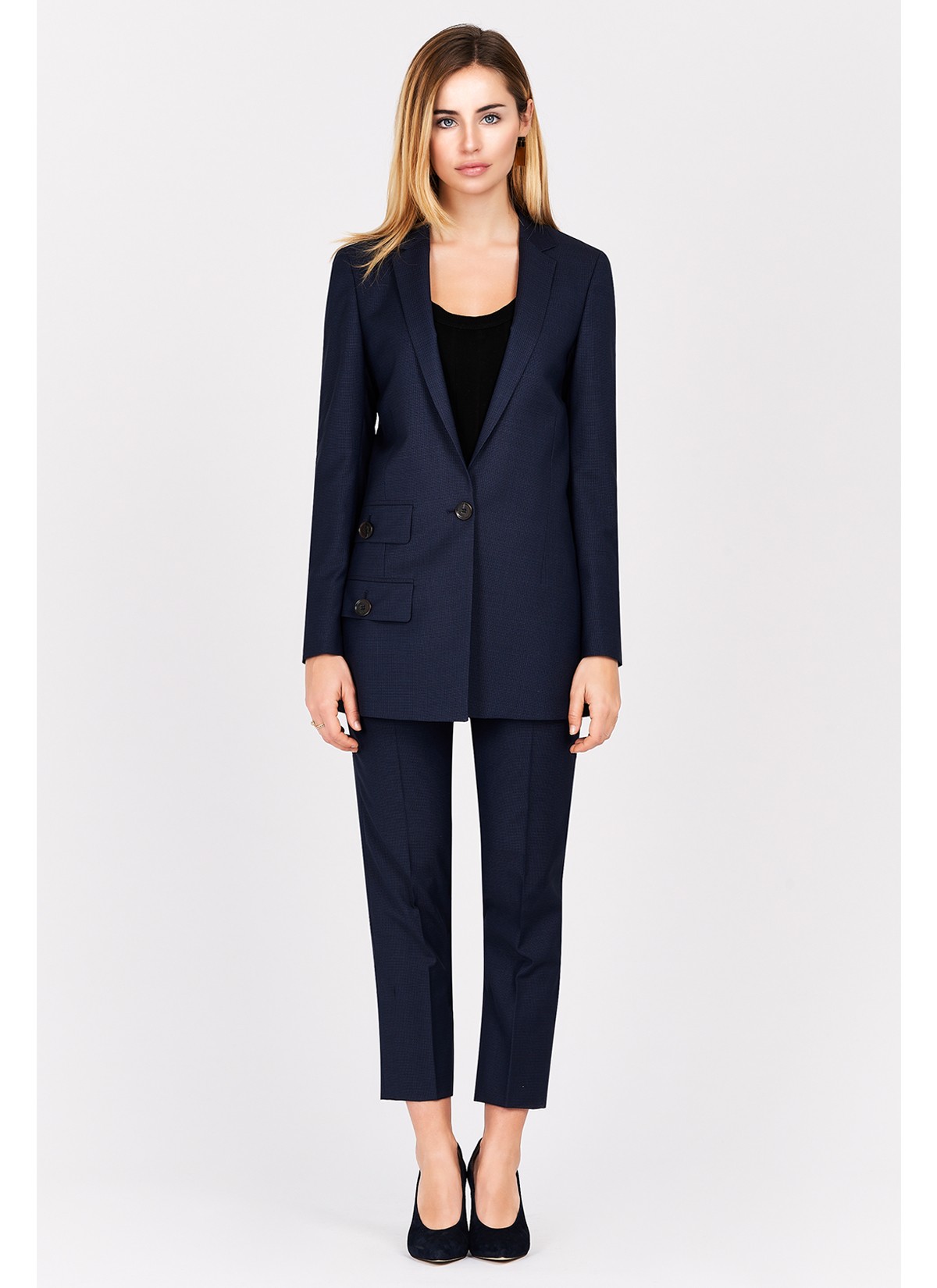 Veste tailleur semi-slim fit Emmanuelle Khanh-Bleu marine - 1013-E1