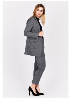 Veste tailleur semi-slim fit Emmanuelle Khanh-Gris à rayures - 1300R-446