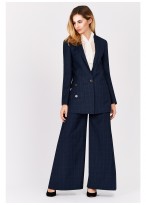 Veste tailleur semi-slim fit Emmanuelle Khanh-Bleu à carreaux - 1622M-316