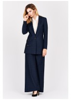 Veste tailleur semi-slim fit Emmanuelle Khanh-Bleu à carreaux - 1622M-316