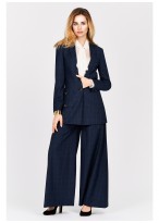 Veste tailleur semi-slim fit Emmanuelle Khanh-Bleu à carreaux - 1622M-316