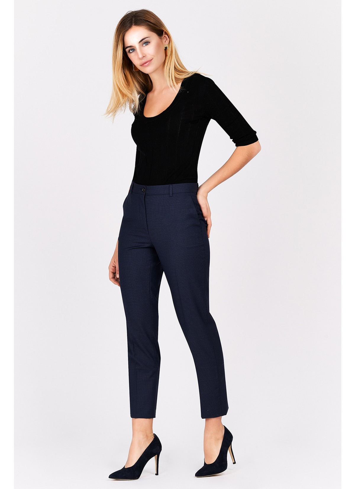 Pantalon slim fit Emmanuelle Khanh-Bleu marine - 1013-E1