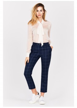 Pantalon slim fit Emmanuelle Khanh-Bleu à carreaux - 8878-500