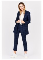Pantalon slim fit Emmanuelle Khanh-Bleu à carreaux - 8878-500