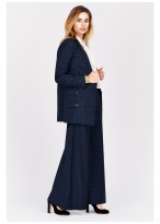 Pantalon large taille haute Emmanuelle khanh-Bleu à carreaux - 1622M-316