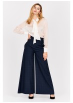 Pantalon large taille haute Emmanuelle khanh-Bleu à carreaux - 1622M-316