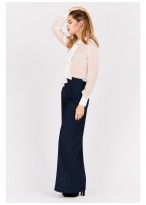 Pantalon large taille haute Emmanuelle khanh-Bleu à carreaux - 1622M-316