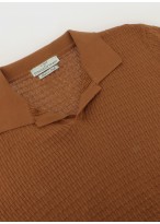 Polo en coton manches courtes Emmanuelle Khanh-Ocre - pull19-2