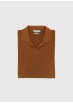 Polo en coton manches courtes Emmanuelle Khanh-Ocre - pull19-2