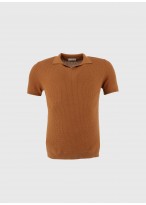 Polo en coton manches courtes Emmanuelle Khanh-Ocre - pull19-2