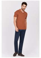 Polo en coton manches courtes Emmanuelle Khanh-Ocre - pull19-2