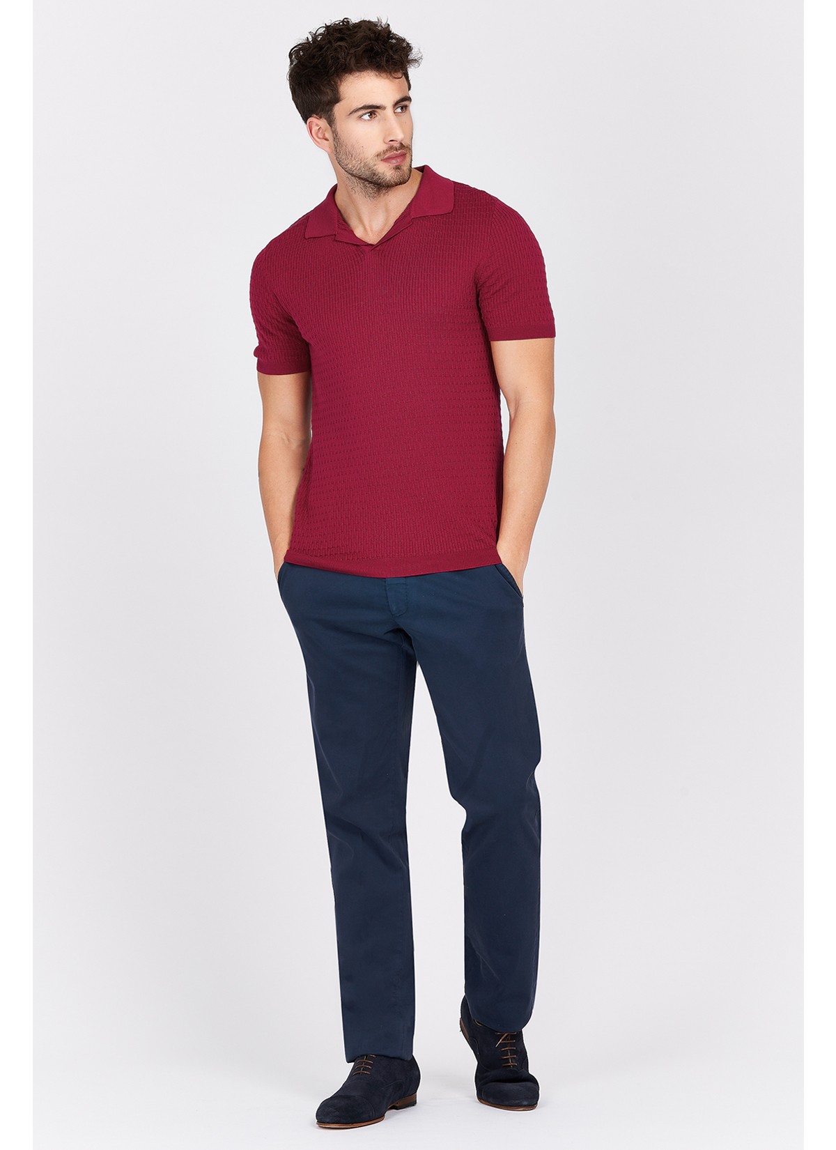 Polo en coton manches courtes Emmanuelle Khanh-Fuchsia