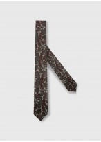 Cravate en soie motif fantaisie Emmanuelle Khanh -Anthracite fleurs - 4300 13