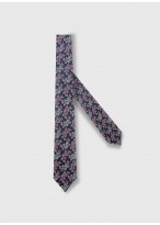 Cravate en soie motif liberty Emmanuelle Khanh -Marine et rose fleurs - 4507 3