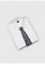 Cravate en soie motif liberty Emmanuelle Khanh -Marine et rose fleurs - 4507 3