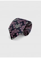 Cravate en soie motif liberty Emmanuelle Khanh -Marine et rose fleurs - 4507 3