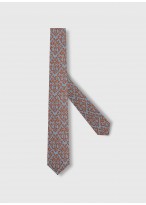 Cravate en soie à motif fantaisie Emmanuelle Khanh -Bleu clair motifs orange - 4550 9