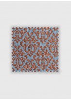 Cravate en soie à motif fantaisie Emmanuelle Khanh -Bleu clair motifs orange - 4550 9