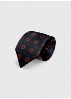 Cravate en soie motif liberty Emmanuelle Khanh -Marine et fleurs rouges - 4414 2