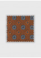 Cravate en soie motif liberty Emmanuelle Khanh -Orange et fleurs bleues - 4414 7