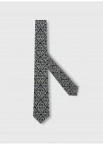 Cravate en soie à motif fantaisie Emmanuelle Khanh -Anthracite motifs gris - 4550 1