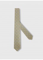 Cravate en soie à motif fantaisie Emmanuelle Khanh -Jaune et motifs bleu - 4550 8